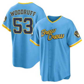 BRANDON WOODRUFF SIGNED OFFICIAL NIKE BREWERS BLUE JERSEY - JSA