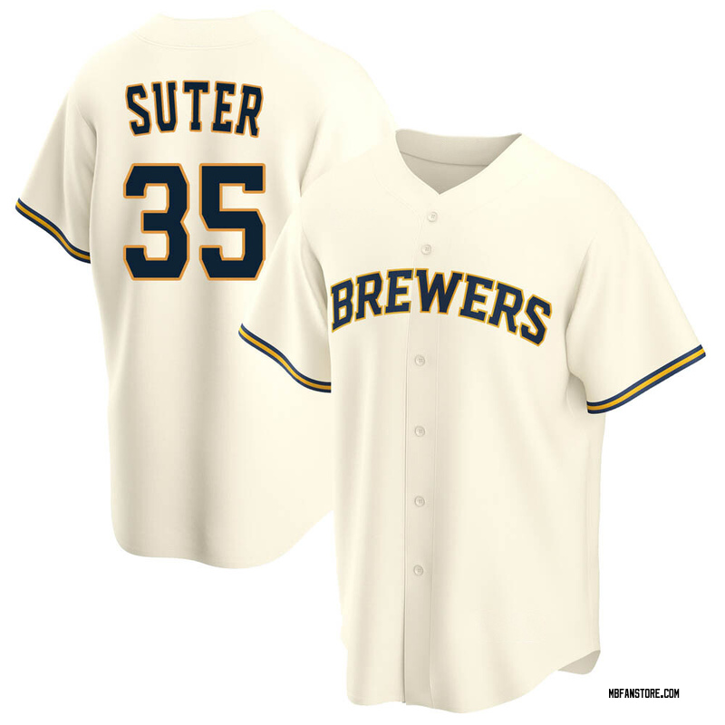 Replica Brent Suter Men's Milwaukee Brewers Cream Home Jersey