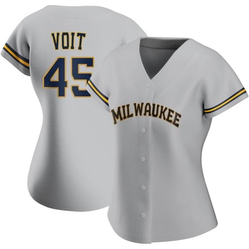 Luke Voit #45 Milwaukee Brewers 2023 Season Navy AOP Baseball Shirt Fanmade