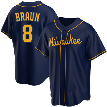 Big & Tall Men's Majestic Milwaukee Brewers Ryan Braun Replica Gold  Cerveceros Cool Base Jersey