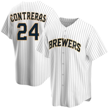 Brewers Catcher WILLIAM CONTRERAS Signed Custom Replica Pinstripe Jersey  AUTO