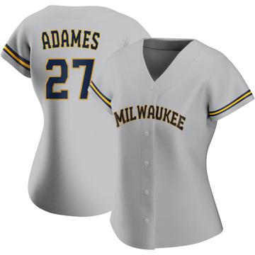 Men's Nike Willy Adames White Milwaukee Brewers Replica Player Jersey Size: Medium