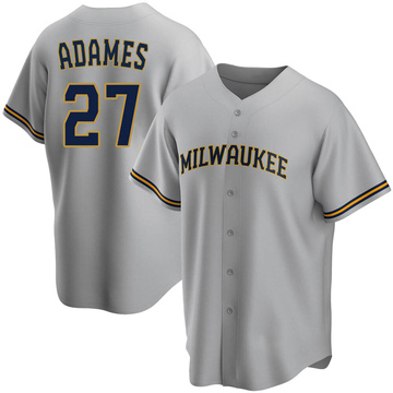 Nike Youth Milwaukee Brewers Willy Adames #27 White Cool Base Alternate  Jersey